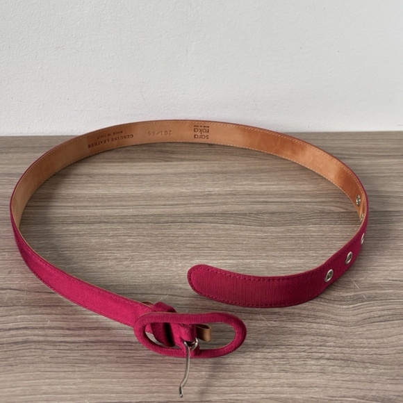 Sara Roka Belt Fabric / Leather Fuchsia Women's Sz 65 Made In Italy❤️ - Picture 2 of 7